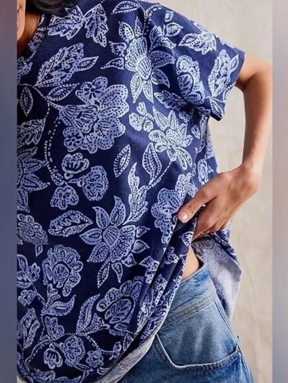🪷NWT Free People We The Free Printed Nina Tee size S🌙